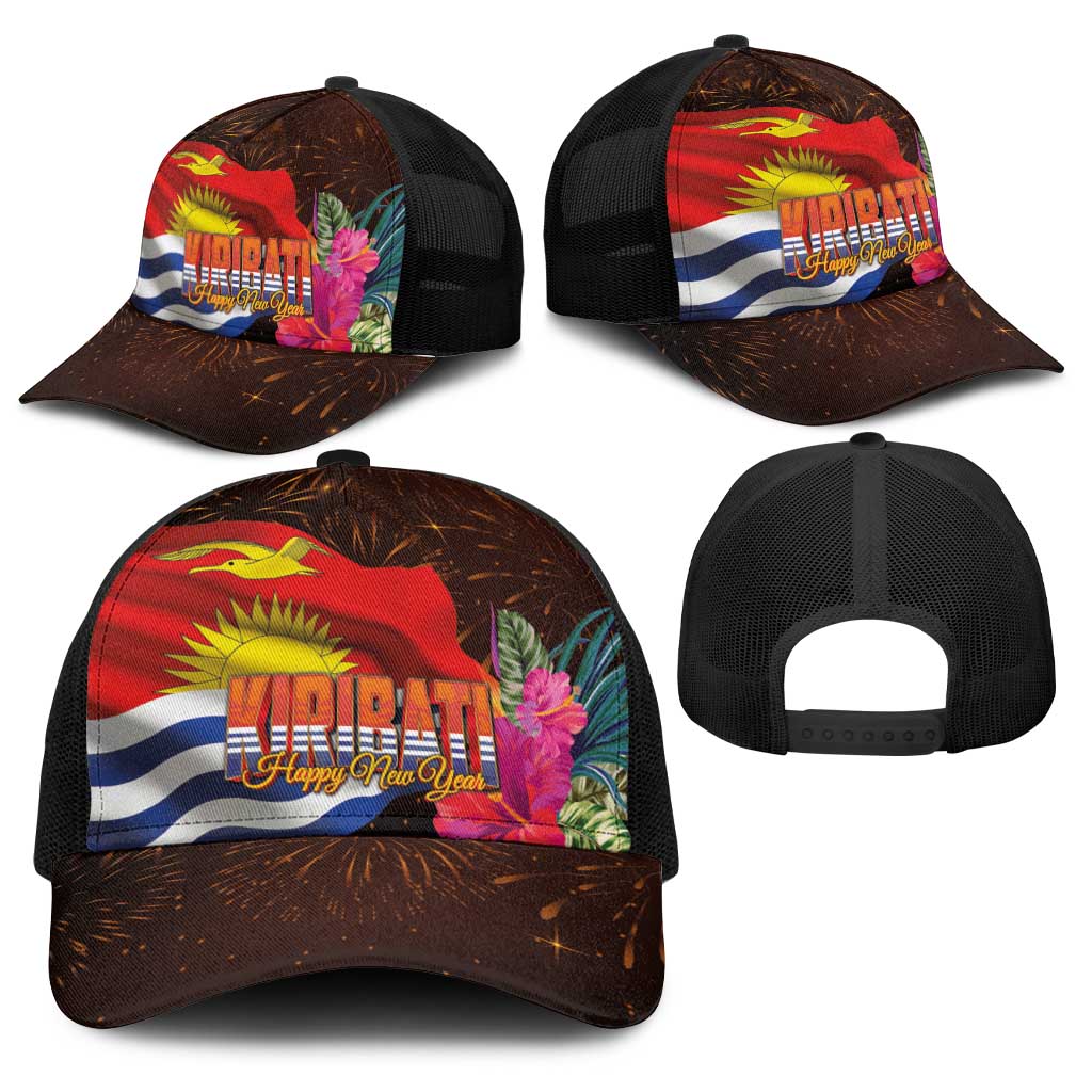 Kiribati Flag and Fireworks Baseball Net Cap First Place Welcome the New Year LT03 - Polynesian Pride