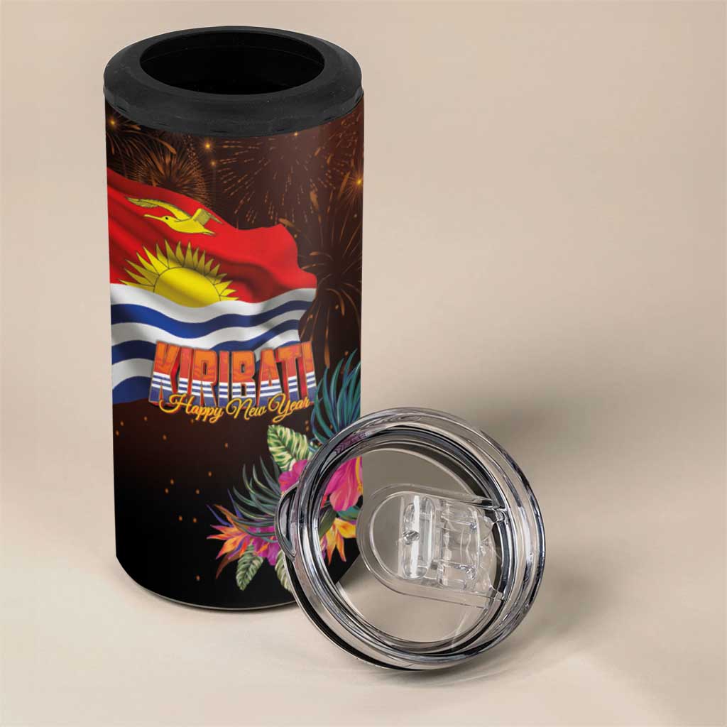 Kiribati Flag and Fireworks 4 in 1 Can Cooler Tumbler First Place Welcome the New Year LT03 - Polynesian Pride