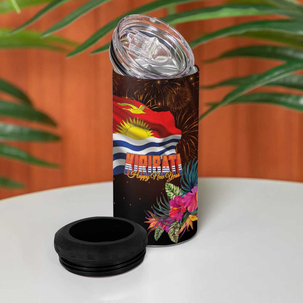 Kiribati Flag and Fireworks 4 in 1 Can Cooler Tumbler First Place Welcome the New Year LT03 - Polynesian Pride