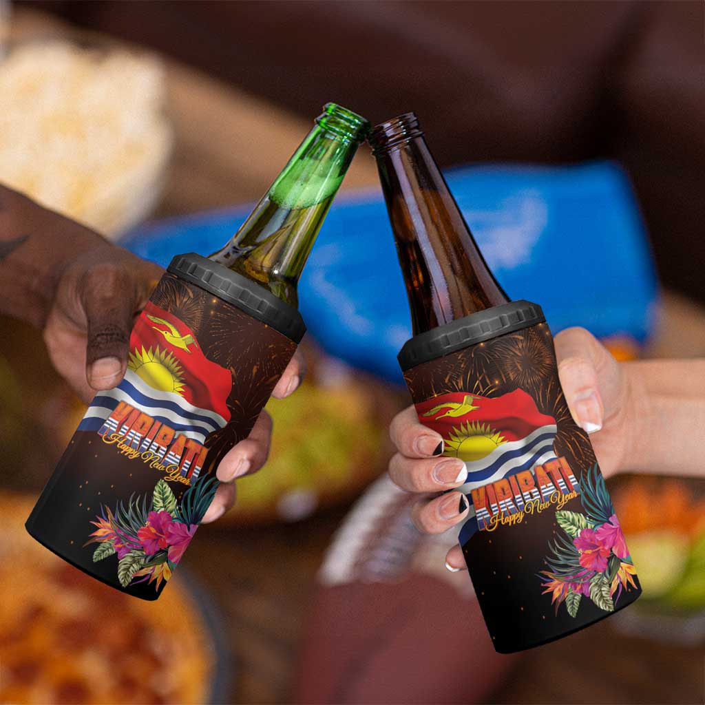 Kiribati Flag and Fireworks 4 in 1 Can Cooler Tumbler First Place Welcome the New Year LT03 - Polynesian Pride