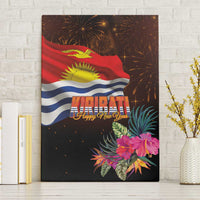Kiribati Flag and Fireworks Canvas Wall Art First Place Welcome the New Year LT03 Without Frame Black - Polynesian Pride