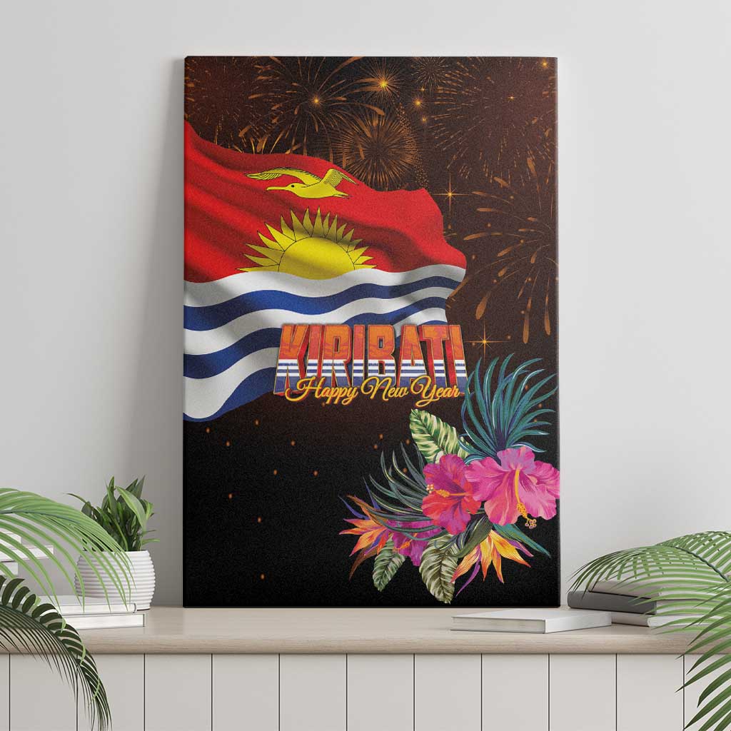 Kiribati Flag and Fireworks Canvas Wall Art First Place Welcome the New Year LT03 - Polynesian Pride
