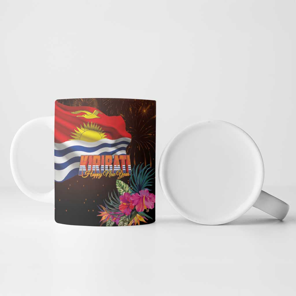 Kiribati Flag and Fireworks Ceramic Mug First Place Welcome the New Year LT03 - Polynesian Pride