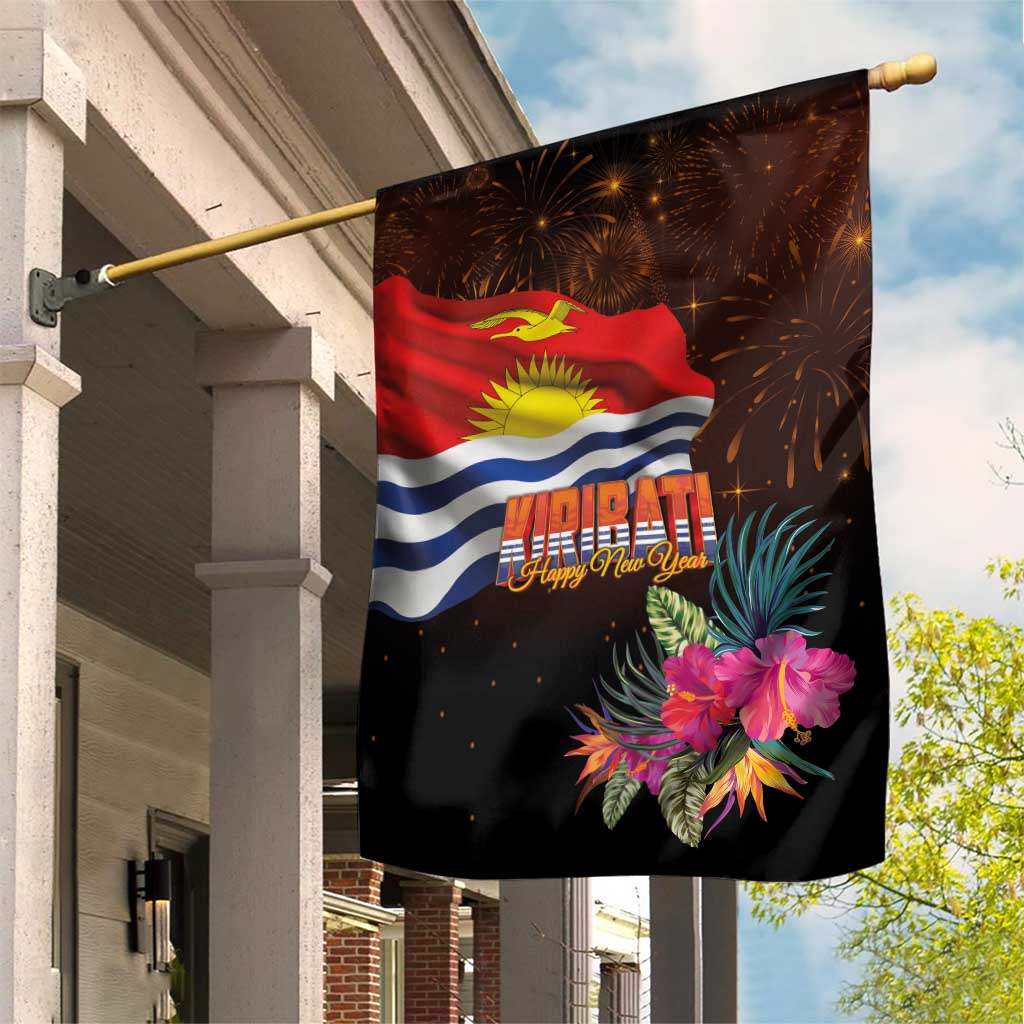 Kiribati Flag and Fireworks Garden Flag First Place Welcome the New Year LT03 House Flag Black - Polynesian Pride