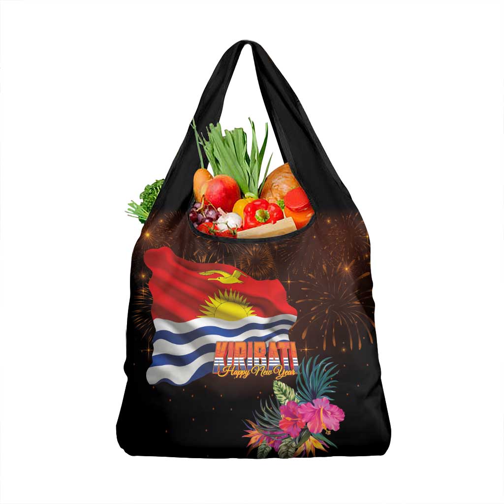 Kiribati Flag and Fireworks Grocery Bag First Place Welcome the New Year LT03 1-pack One Size Black - Polynesian Pride
