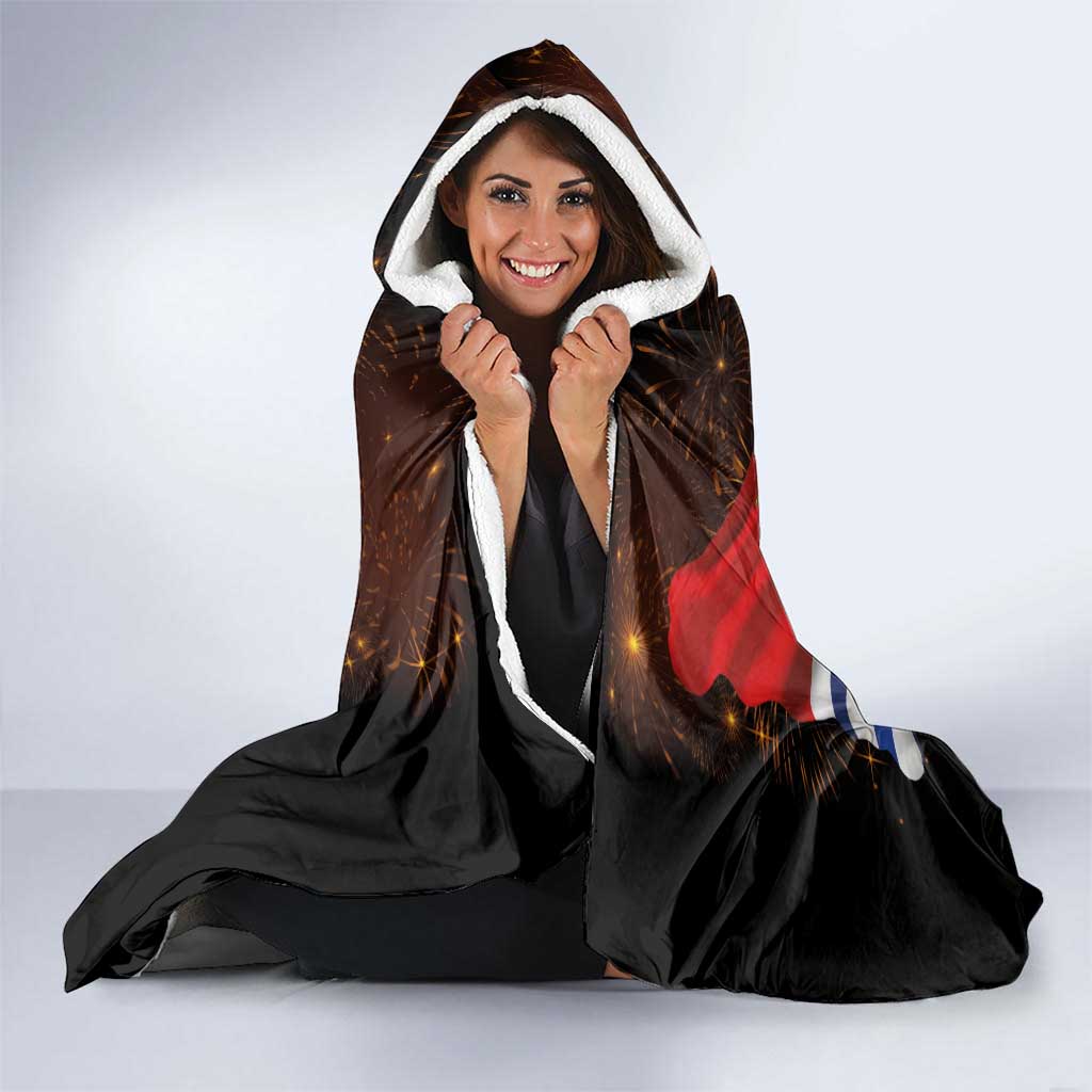 Kiribati Flag and Fireworks Hooded Blanket First Place Welcome the New Year LT03 - Polynesian Pride