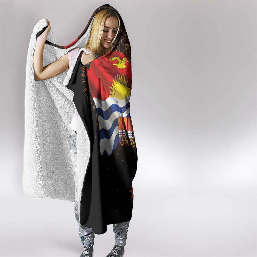Kiribati Flag and Fireworks Hooded Blanket First Place Welcome the New Year LT03 - Polynesian Pride