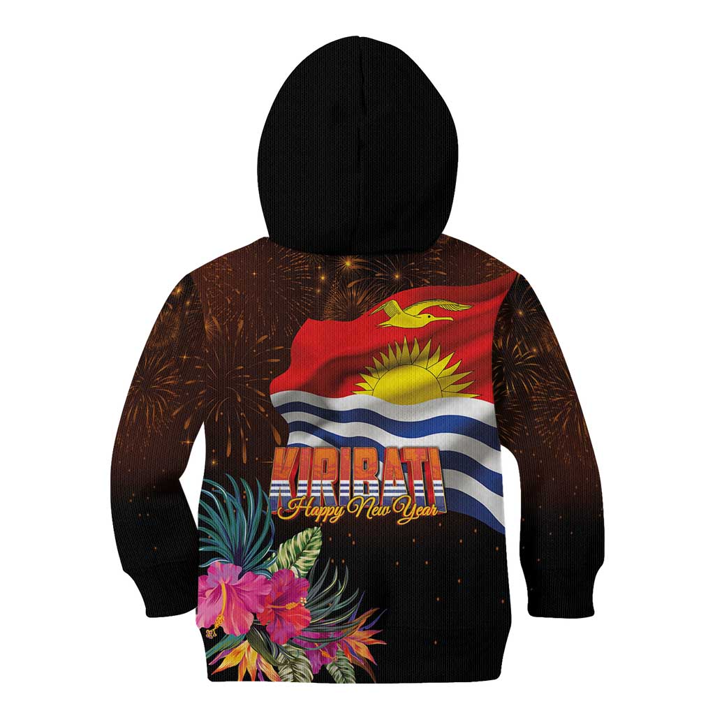 Kiribati Flag and Fireworks Kid Hoodie First Place Welcome the New Year LT03 - Polynesian Pride