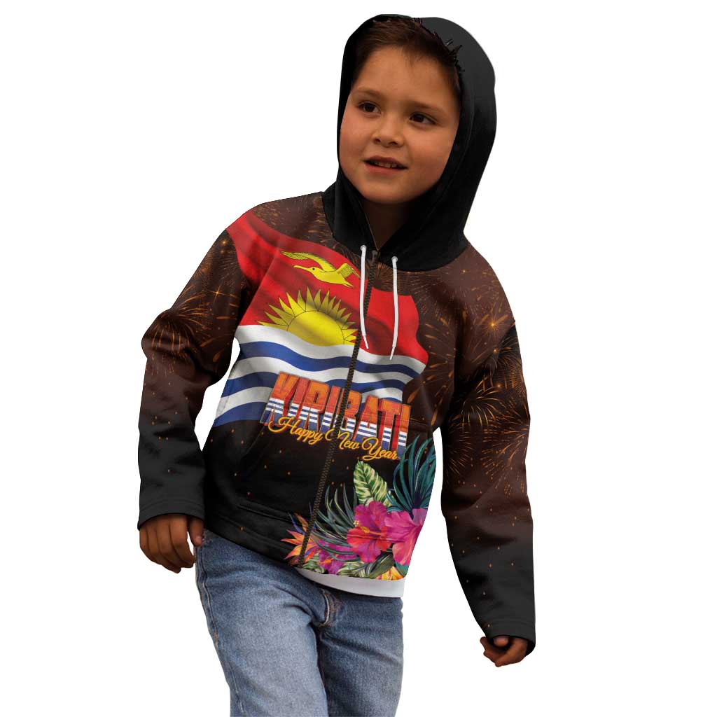 Kiribati Flag and Fireworks Kid Hoodie First Place Welcome the New Year LT03 - Polynesian Pride