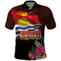 Kiribati Flag and Fireworks Polo Shirt First Place Welcome the New Year LT03 Black - Polynesian Pride