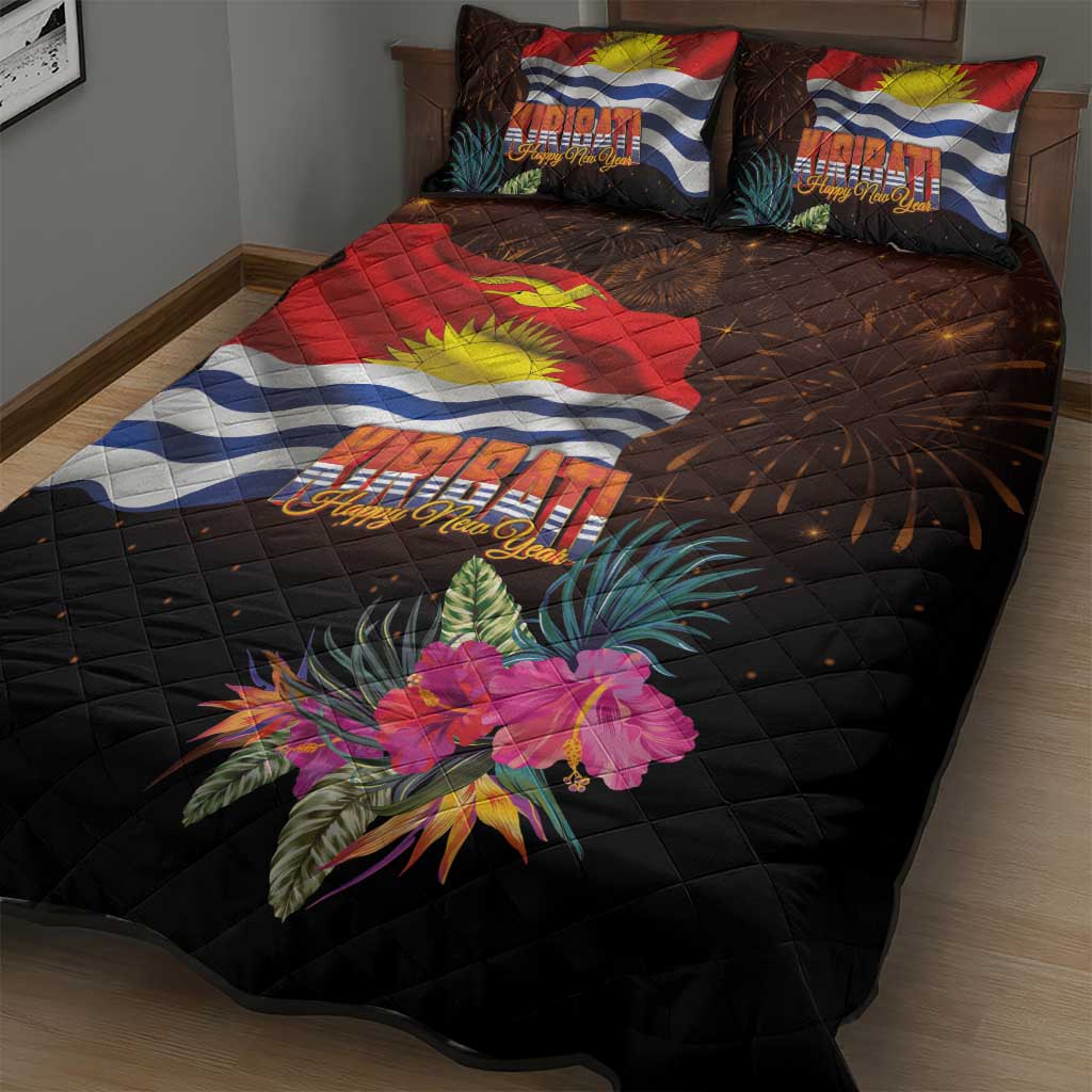 Kiribati Flag and Fireworks Quilt Bed Set First Place Welcome the New Year LT03 - Polynesian Pride