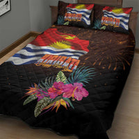 Kiribati Flag and Fireworks Quilt Bed Set First Place Welcome the New Year LT03 - Polynesian Pride