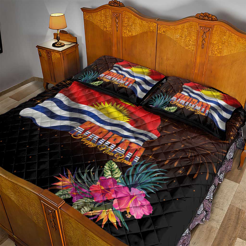 Kiribati Flag and Fireworks Quilt Bed Set First Place Welcome the New Year LT03 - Polynesian Pride