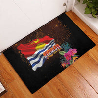 Kiribati Flag and Fireworks Rubber Doormat First Place Welcome the New Year LT03 - Polynesian Pride
