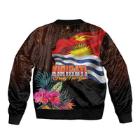 Kiribati Flag and Fireworks Sleeve Zip Bomber Jacket First Place Welcome the New Year LT03 - Polynesian Pride