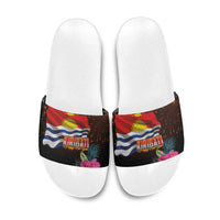 Kiribati Flag and Fireworks Slide Sandals First Place Welcome the New Year LT03 Black - Polynesian Pride