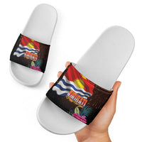 Kiribati Flag and Fireworks Slide Sandals First Place Welcome the New Year LT03 - Polynesian Pride