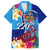 Personalised Haiti 220th Anniversary Independence Day Family Matching Off Shoulder Short Dress and Hawaiian Shirt Ayiti Flower with Polynesian Pattern LT03 Dad's Shirt - Short Sleeve Blue - Polynesian Pride