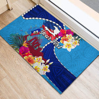 Personalised Haiti 220th Anniversary Independence Day Rubber Doormat Ayiti Flower with Polynesian Pattern LT03 - Polynesian Pride