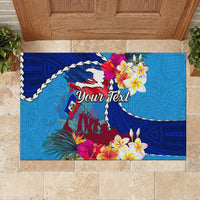 Personalised Haiti 220th Anniversary Independence Day Rubber Doormat Ayiti Flower with Polynesian Pattern LT03 - Polynesian Pride