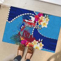 Personalised Haiti 220th Anniversary Independence Day Rubber Doormat Ayiti Flower with Polynesian Pattern LT03 - Polynesian Pride