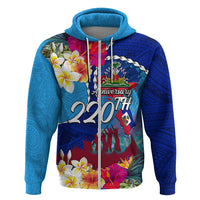 Personalised Haiti 220th Anniversary Independence Day Zip Hoodie Ayiti Flower with Polynesian Pattern LT03 Zip Hoodie Blue - Polynesian Pride