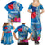 Personalised Haiti Coat Of Arms Family Matching Summer Maxi Dress and Hawaiian Shirt Repiblik d Ayiti Tropical Flower Blue Polynesian Pattern LT03 - Polynesian Pride