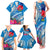 Personalised Haiti Coat Of Arms Family Matching Tank Maxi Dress and Hawaiian Shirt Repiblik d Ayiti Tropical Flower Blue Polynesian Pattern LT03 - Polynesian Pride