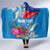 Personalised Haiti Coat Of Arms Hooded Blanket Repiblik d Ayiti Tropical Flower Blue Polynesian Pattern LT03 - Polynesian Pride