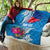 Personalised Haiti Coat Of Arms Quilt Repiblik d Ayiti Tropical Flower Blue Polynesian Pattern LT03 - Polynesian Pride