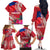 Personalised Haiti Coat Of Arms Family Matching Off Shoulder Long Sleeve Dress and Hawaiian Shirt Repiblik d Ayiti Tropical Flower Red Polynesian Pattern LT03 - Polynesian Pride