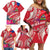 Personalised Haiti Coat Of Arms Family Matching Off Shoulder Short Dress and Hawaiian Shirt Repiblik d Ayiti Tropical Flower Red Polynesian Pattern LT03 - Polynesian Pride