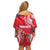 Personalised Haiti Coat Of Arms Family Matching Off Shoulder Short Dress and Hawaiian Shirt Repiblik d Ayiti Tropical Flower Red Polynesian Pattern LT03 - Polynesian Pride