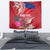 Personalised Haiti Coat Of Arms Tapestry Repiblik d Ayiti Tropical Flower Red Polynesian Pattern LT03 - Polynesian Pride