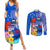 Personalised Samoa 62nd Anniversary Independence Day Couples Matching Summer Maxi Dress and Long Sleeve Button Shirt Samoan Tribal Flag Style LT03 Blue - Polynesian Pride