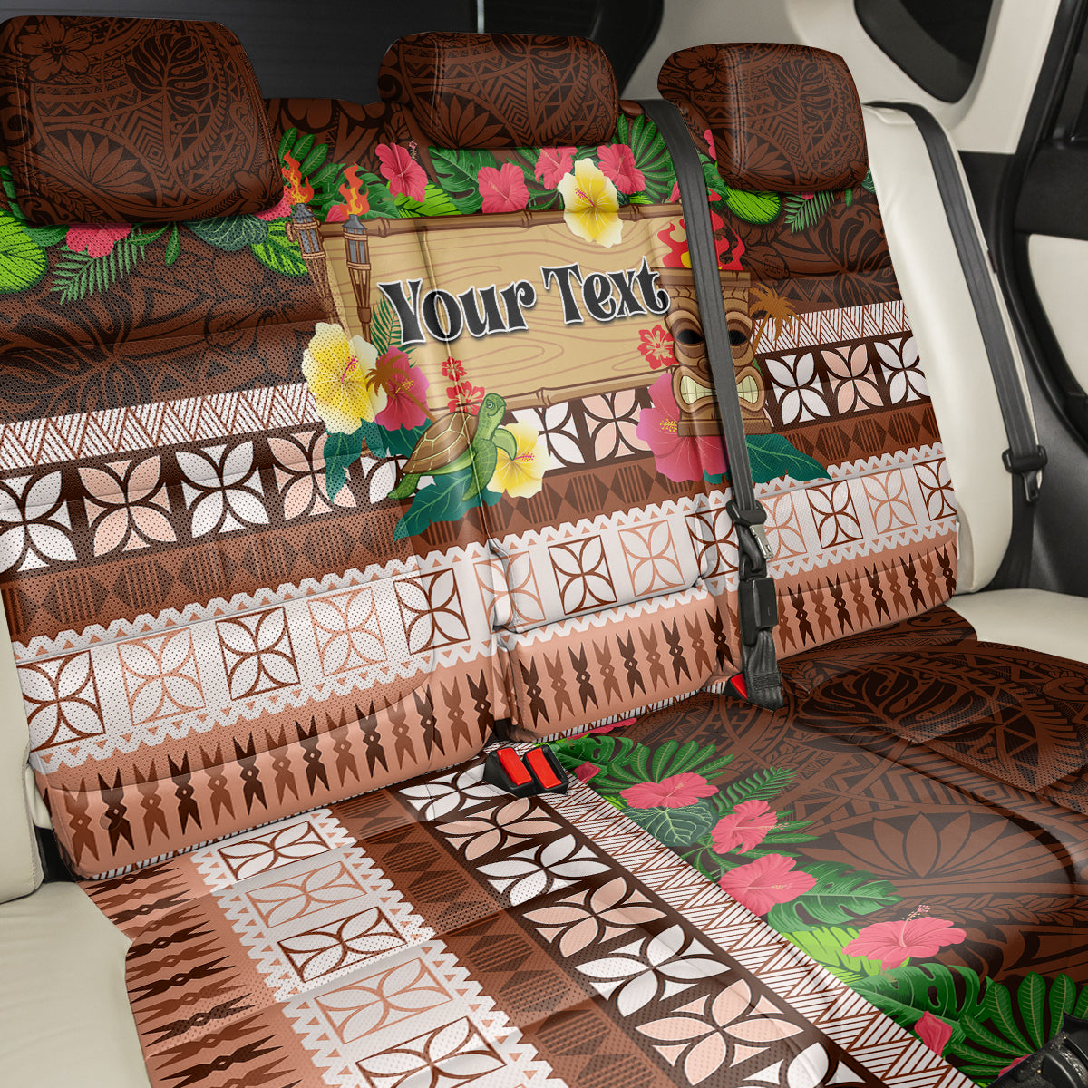 Pasifika Festival Auckland Back Car Seat Cover Polynesian Tribal with Pacific Pattern Brown Color LT03 - Polynesian Pride