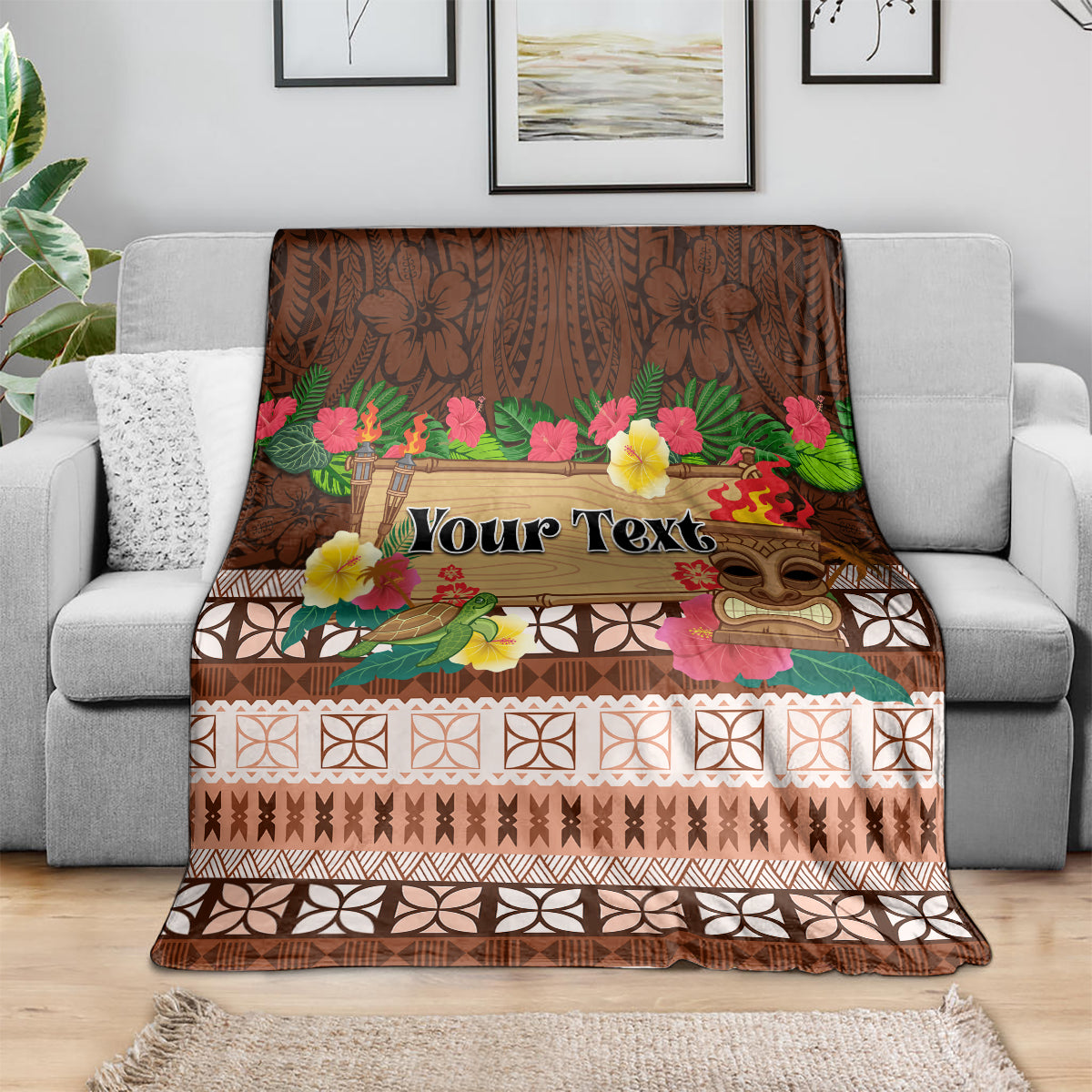 Pasifika Festival Auckland Blanket Polynesian Tribal with Pacific Pattern Brown Color LT03 - Polynesian Pride