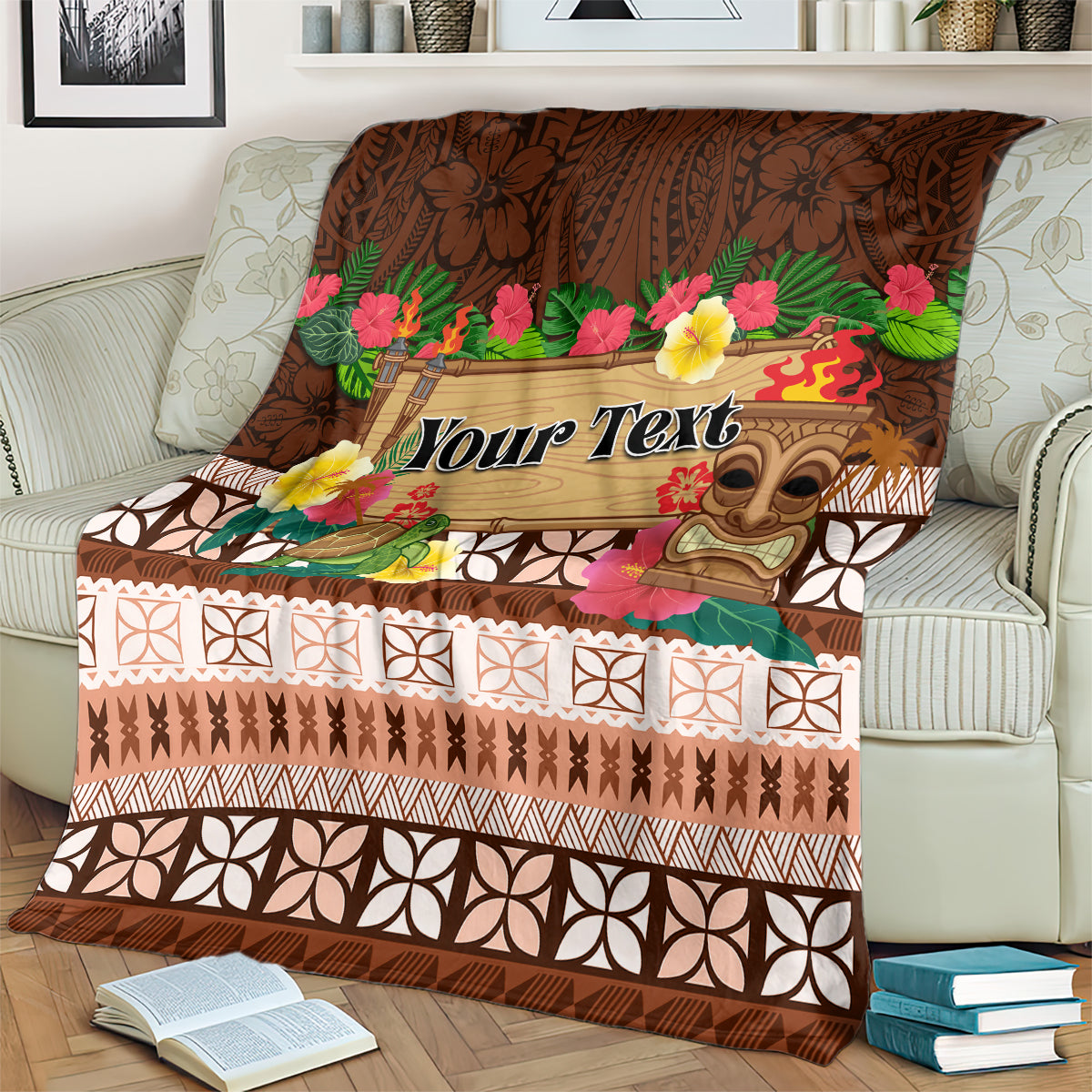 Pasifika Festival Auckland Blanket Polynesian Tribal with Pacific Pattern Brown Color LT03 - Polynesian Pride