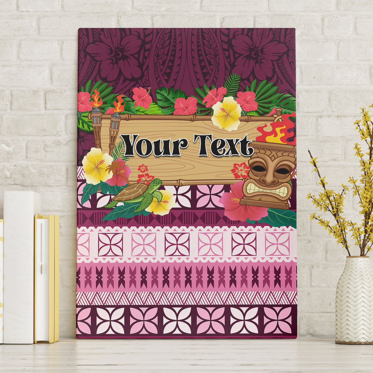 Pasifika Festival Auckland Canvas Wall Art Polynesian Tribal with Pacific Pattern Pink Color LT03 Without Frame Pink - Polynesian Pride