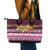 Pasifika Festival Auckland Leather Tote Bag Polynesian Tribal with Pacific Pattern Pink Color