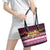 Pasifika Festival Auckland Leather Tote Bag Polynesian Tribal with Pacific Pattern Pink Color