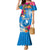 Yap Day Mermaid Dress Tapa Pattern with Hisbiscus LT03 Women Blue - Polynesian Pride