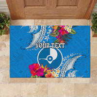 Yap Day Rubber Doormat Tapa Pattern with Hisbiscus LT03 - Polynesian Pride