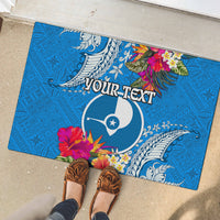 Yap Day Rubber Doormat Tapa Pattern with Hisbiscus LT03 - Polynesian Pride