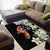 Hawaiian Lei Day Area Rug Plumeria and Turtle with Polynesian Tribal Pattern