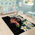 Hawaiian Lei Day Area Rug Plumeria and Turtle with Polynesian Tribal Pattern