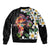 Hawaiian Lei Day Bomber Jacket Plumeria and Turtle with Polynesian Tribal Pattern