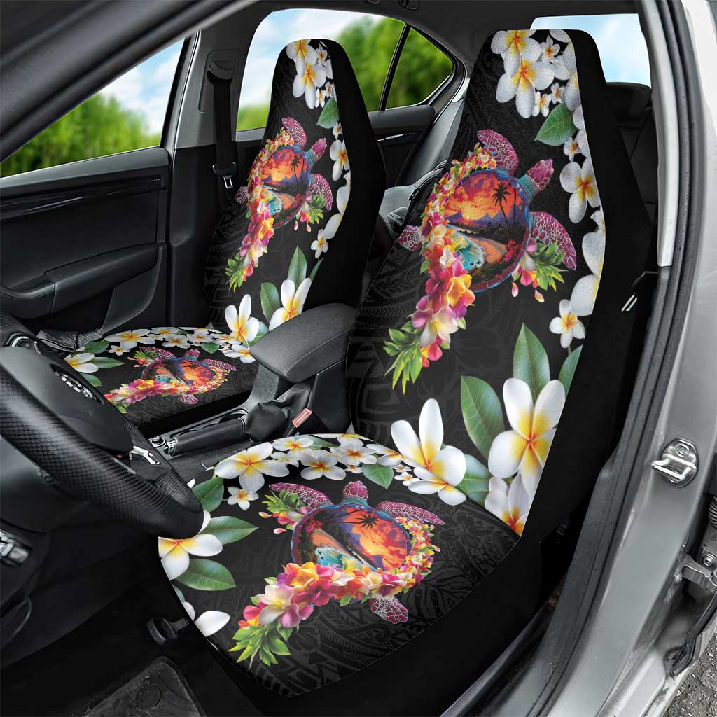 Hawaiian Lei Day Car Seat Cover Plumeria and Turtle with Polynesian Tribal Pattern LT03 - Polynesian Pride