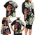 Hawaiian Lei Day Family Matching Long Sleeve Bodycon Dress and Hawaiian Shirt Plumeria and Turtle with Polynesian Tribal Pattern