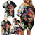 Hawaiian Lei Day Family Matching Off Shoulder Short Dress and Hawaiian Shirt Plumeria and Turtle with Polynesian Tribal Pattern